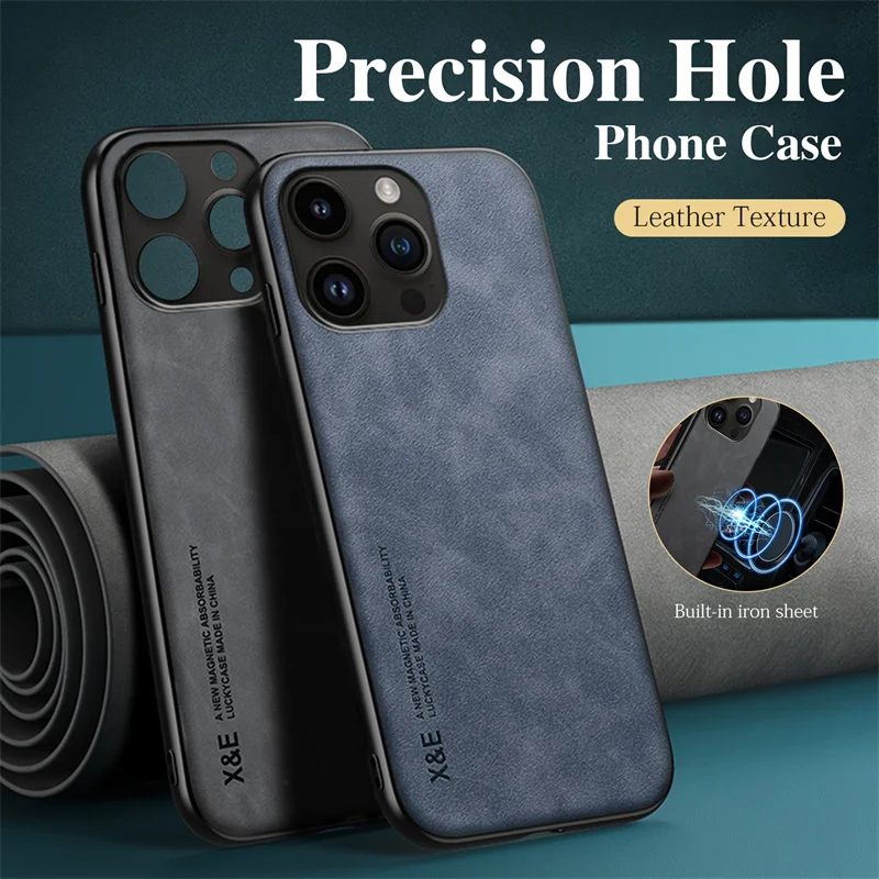 Luxury Magnetic Leather Phone Case For iPhone 11 12 13 14 15 Pro Max XS X XR 8 7 Plus SE 2 2022 Sheepskin Matte Slim Back Cover