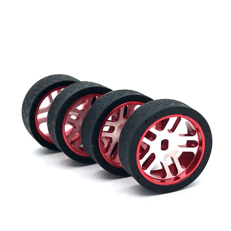 4Pcs 1:28 Metal RC Car Wheel Hub Tires Narrow Tire Rims For 1/28 Wltoys iw04m awd iw02 rm02 rm03 dgawd mini-z RC Car Parts