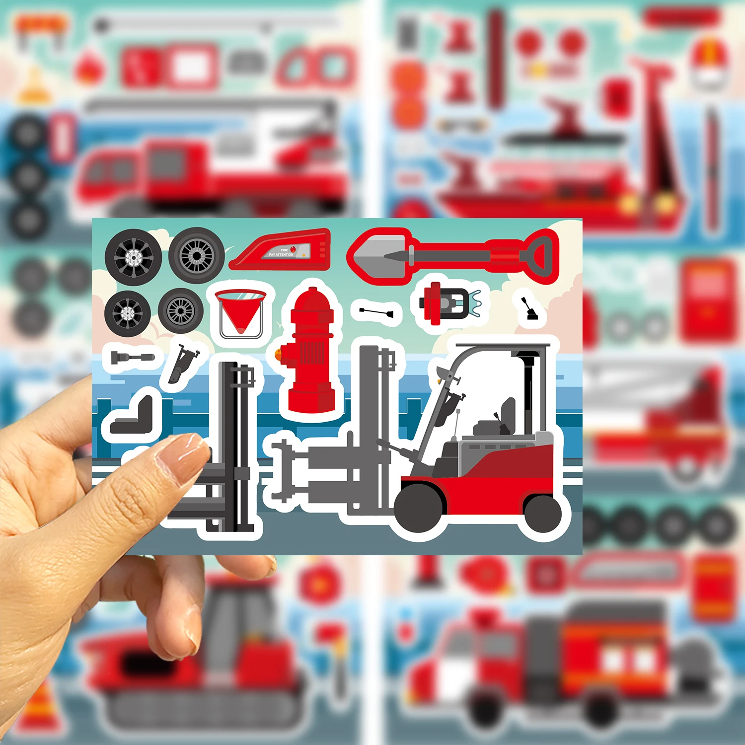 8-Piece Fire Engineering Rescue Vehicle Decal Set Waterproof Stickers for Notebooks, Mobile Phones and Luggage