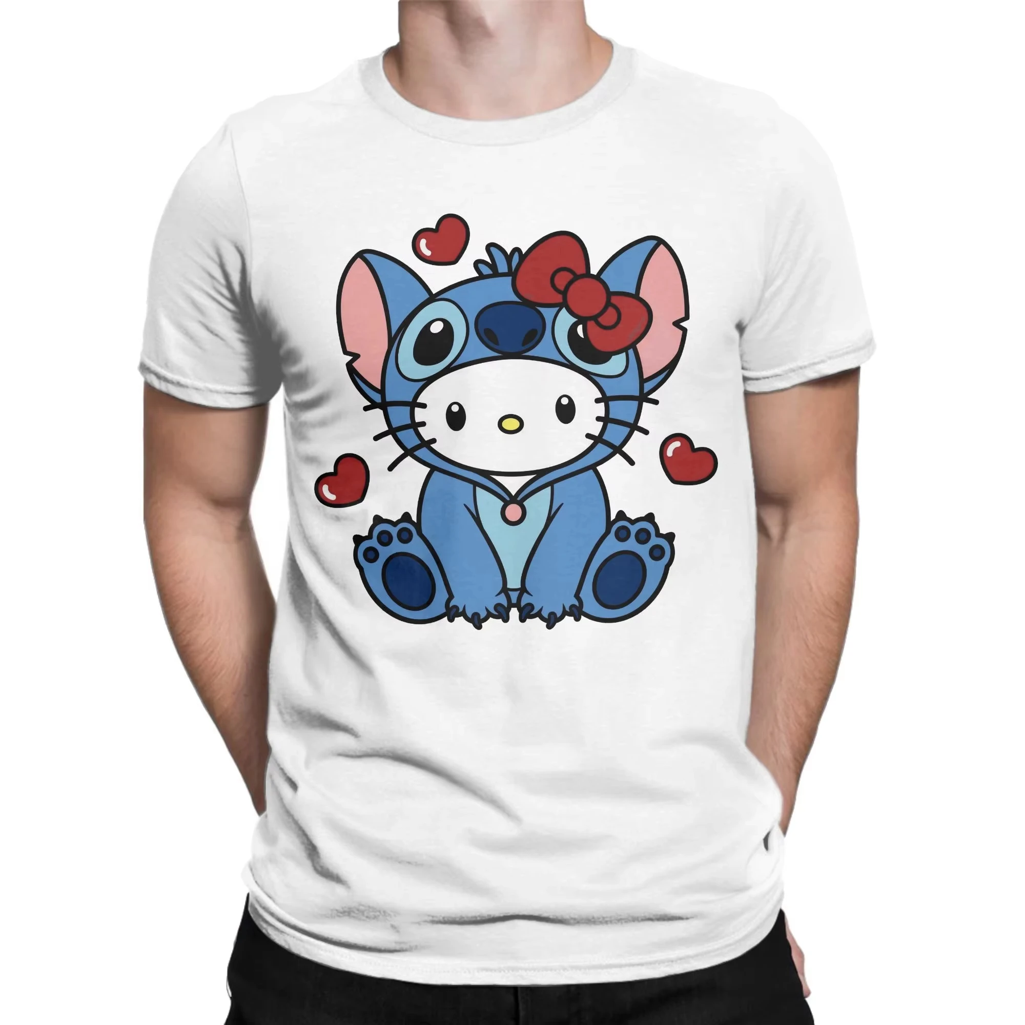 

Authorized by MINISO Round Neck Beach Vacation Wear Cut Stitch Men's Casual Hello Kitty Cotton Short Sleeve T-shirt Tops T-shirt