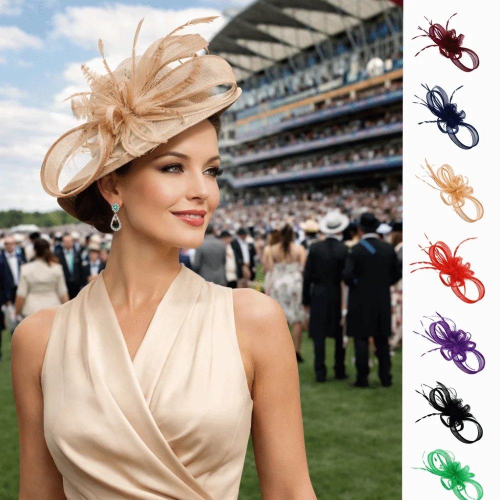 

Royal Ascot Ladies Derby Hats Headdress Flower Vintage Horse Racing Festival Hat Hair Accessories Elegant Mesh Fascinator Hat