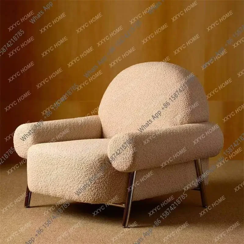 40 C Cream Style Single Sofa Modern Simple Living Room Balcony White Leisure Light Luxury Lazy Single Chair