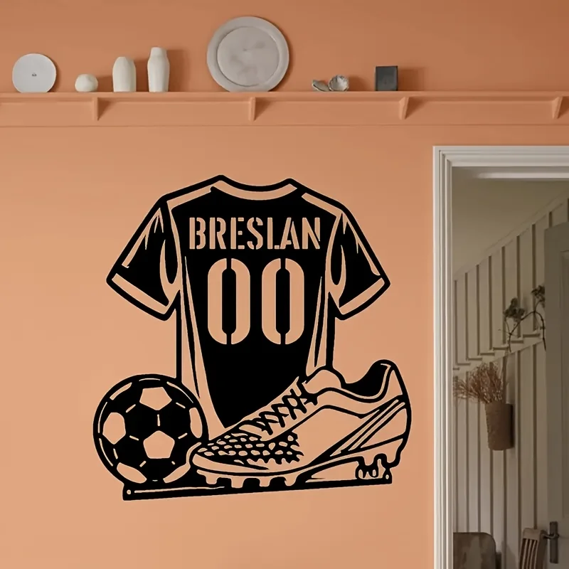 Custom-made Metal Wall Decor Depicting a Football Player, a Metal Plaque Marking a Football Club, and a Custom Metal Plaque Dedi