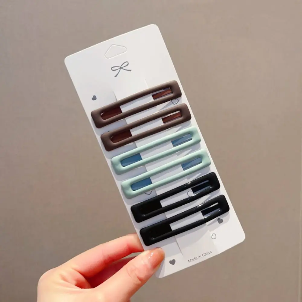 

6pcs/set Retro Korean Style Rectangle Hairpins Frosting Metal Geometry Barrettes Geometry Barrettes Girl