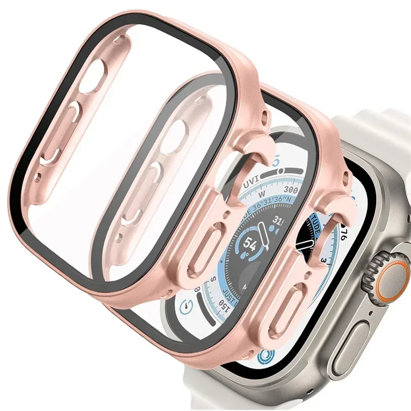 Custodia per PC + vetro per Apple Watch Ultra 2 custodia 49mm smartwatch Paraurti + protezione schermo Cover temperata Accessori per cinturini serie iwatch