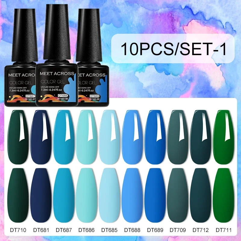 MEET ACROSS 10 unids/set Macaron serie Gel esmalte de uñas suministros de uñas semipermanente arte de uñas UV Gel LED barniz Kits de manicura