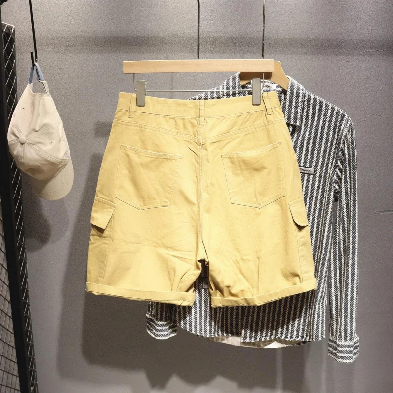 New 2026 Khaki Cargo Shorts for Men, Loose, Multi-Pocket, Versatile Fashion, Daily Casual, Summer, 5 Inches