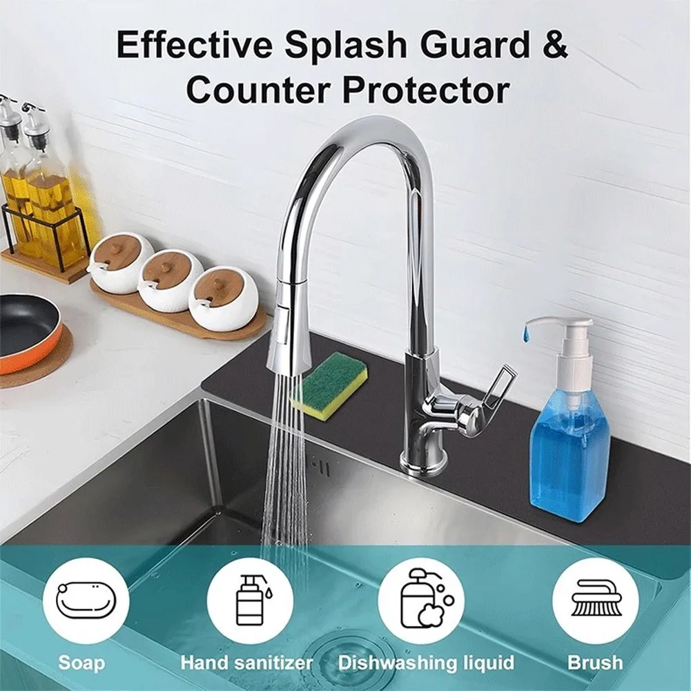 Absorbent Sink Mat Designed to Accommodate Various Faucet Mounting Styles Without Pre-Cut Holes for Flexible Installation