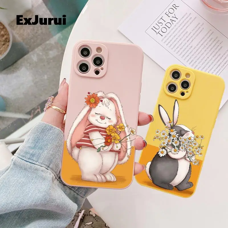 Cute Rabbit Elephant Panda Phone Case For iPhone 14 13 11 12 Pro Max Mini X XR XS 7 8 Plus SE2020 Silicone Shockproof Back Cover