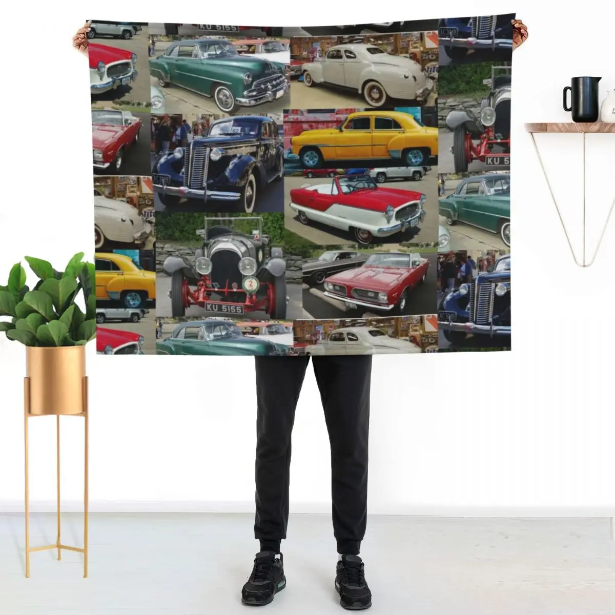 

Classic Vintage Cars Montage #1 Throw Blanket Lightweight Warm Blanket for Indoor Outdoor Use