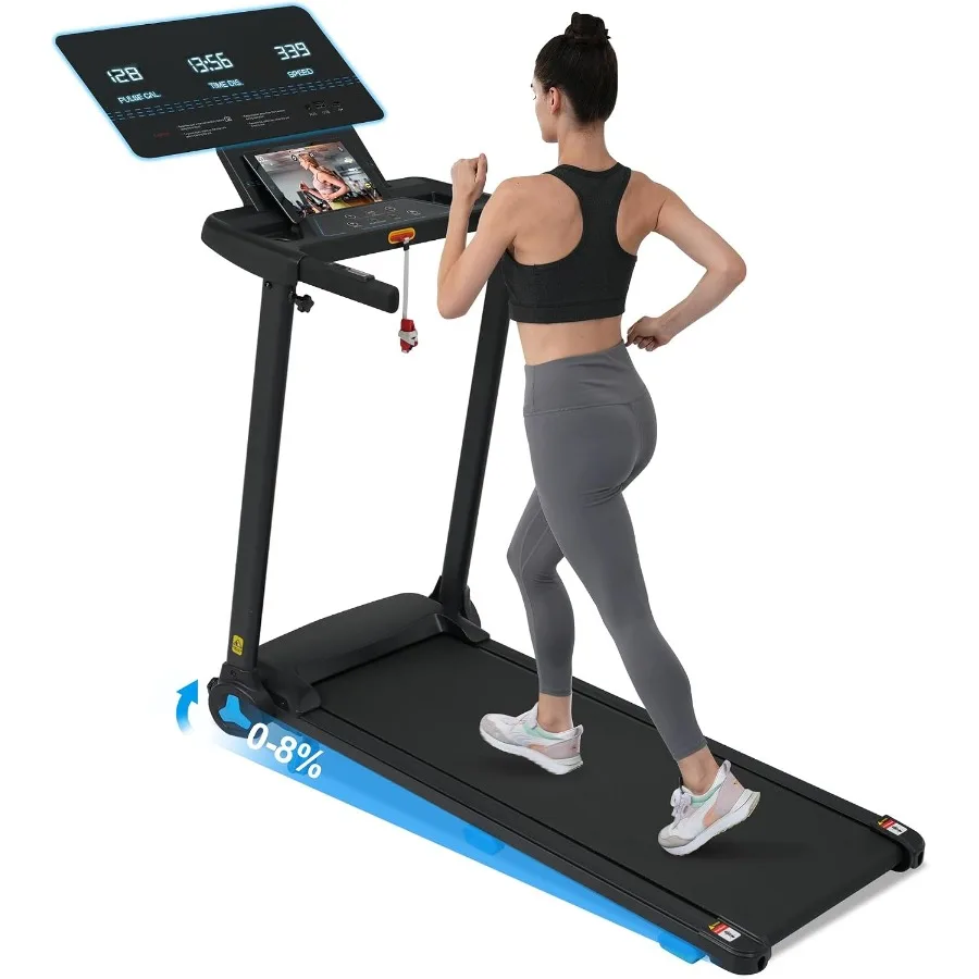 Home Use Foldable Treadmill with Incline, 3.0HP Motor, Walking Pad, 10MPH Speed, Steel Frame, Black Color, Space-Saving Design