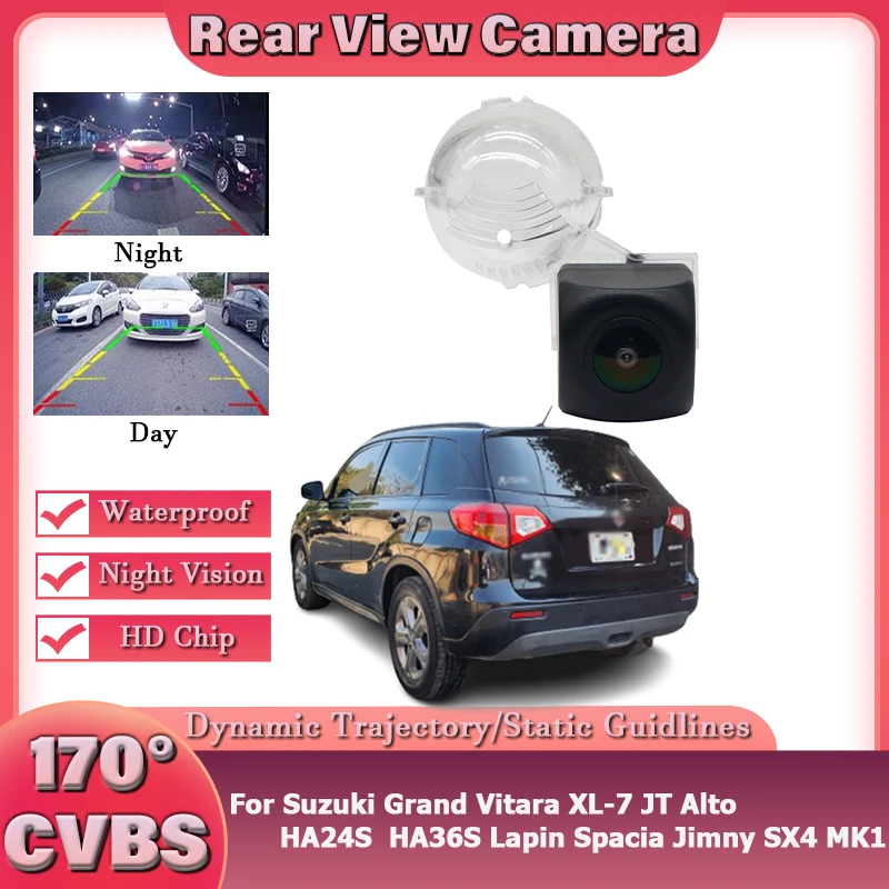 170Degree HD 1080X720P Rear View Camera For Suzuki Grand Vitara XL-7 JT Alto HA24S HA36S Lapin Spacia Jimny SX4 MK1 HatchBack