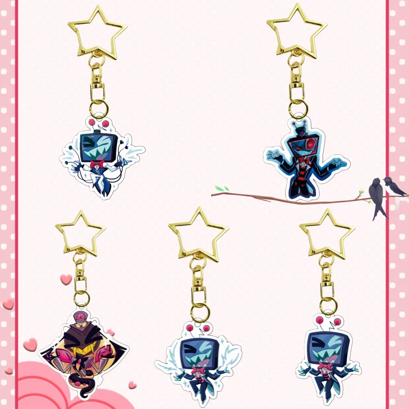 

for Anime Cartoon Hazbin Hotel Acrylic Key Chain Alastor Vox Sir Pentious Diy Handsome Key Ring Backpack Pendant Gifts Keychain