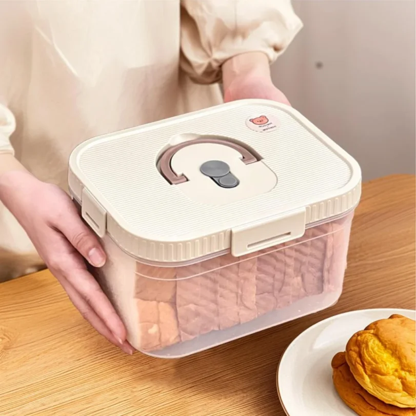 

Airtight Bread Fresh-keeping Box With Handle Refrigerator Bread Loaf Container Moisture proof Clear Plastic Sandwich Bread Box