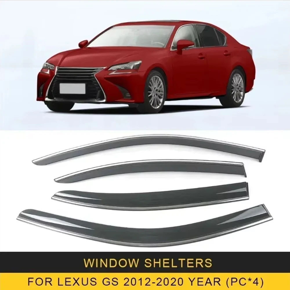 

Chrome Strips Rain Guards for LEXUS GS 300 430 450h 2005-2020 Window Visor Wind Deflectors Door Visor Vent Shades Ventvisor