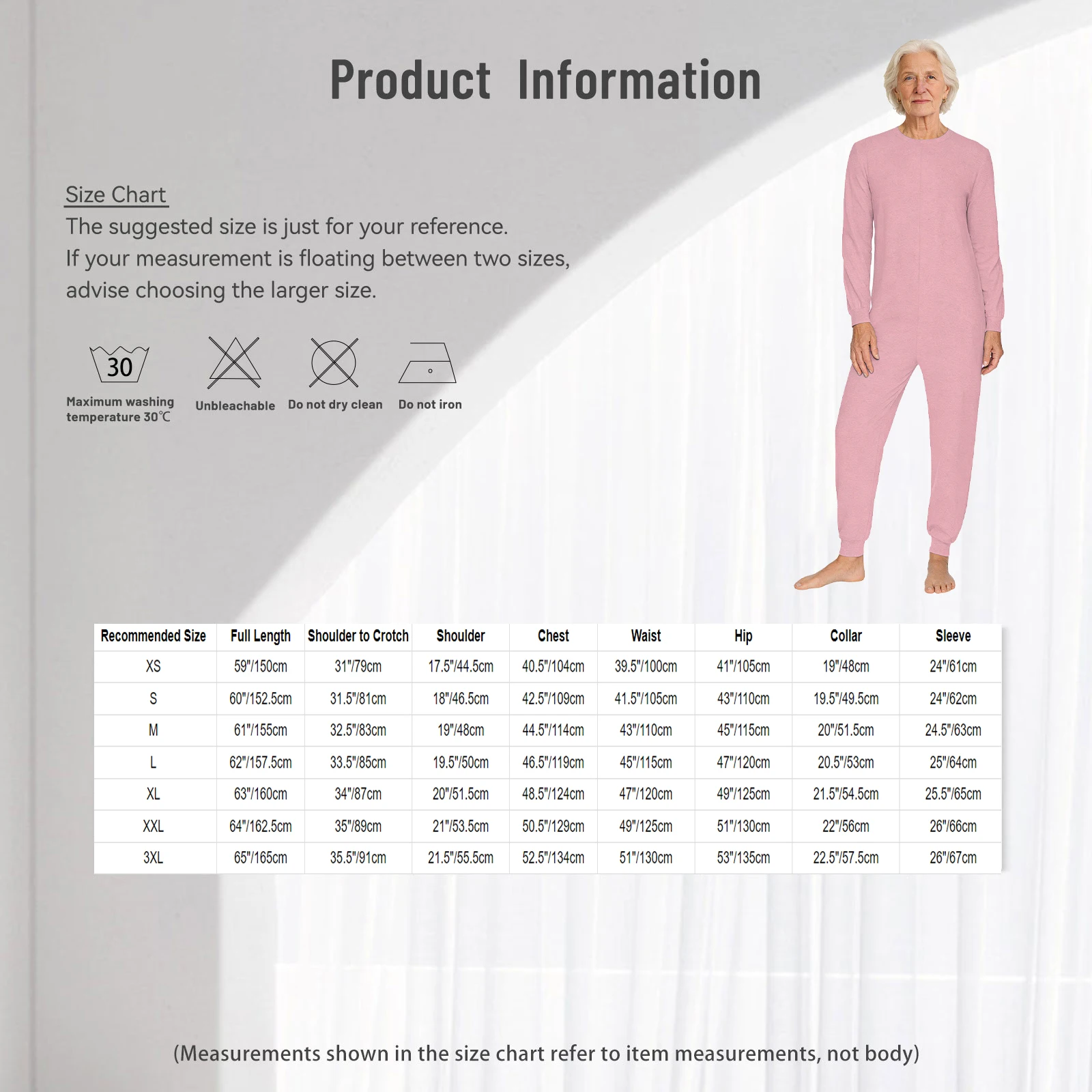 

Unisex Elderly Anti-strip Adaptive Jumpsuit Crew Neck Long Sleeve Back Zipper Long Pants One-piece Rompers for Special Needs