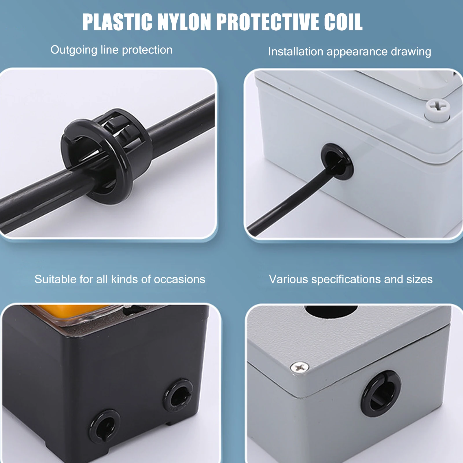 

100Pcs Nylon Cable Snap Bushing Protective Grommet Black for Cable Insulation Wire Protection Vibration Dampening