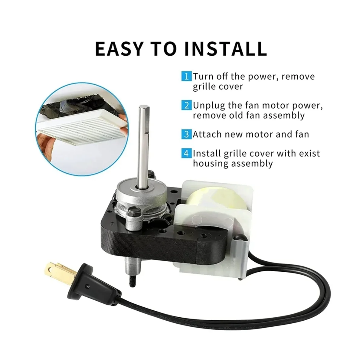 Universal Bathroom Exhaust Vent Fan Motor Complete Kit Replacement for C01575, 50 CFM, 120V Uppco US Plug