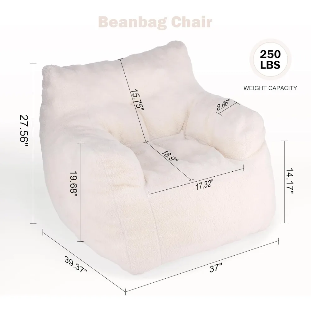 3FT Bean Bag Chair for Adult Teens Kids(with Filler) Furniture Giant Soft Fluffy Teddy Fabric Lazy Sofa Chair Bean Bag Lounger