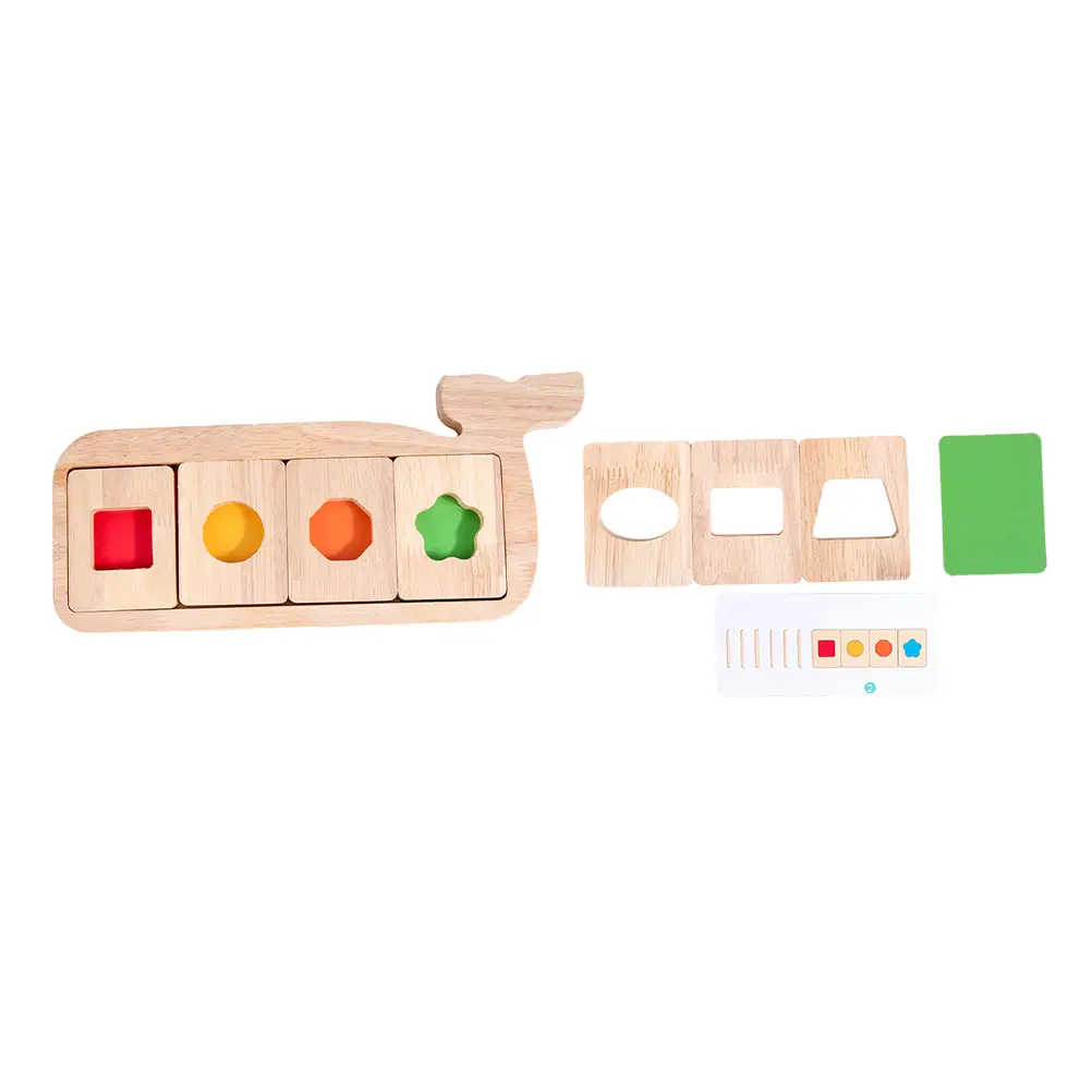 

1 set 1 Set Wooden Whale Geometric Board Color Recognition Puzzle Educational Cognitive Plaything For Baby Shaped Jigsaw Wood