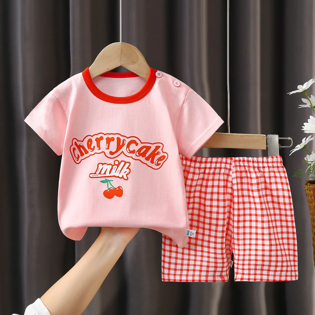 2Piece Summer Toddler Girl Clothes Boys Outfit Set Casual Cartoon Cute Stripe Short Sleeve Baby Tops+Shorts Kids Clothing BC868