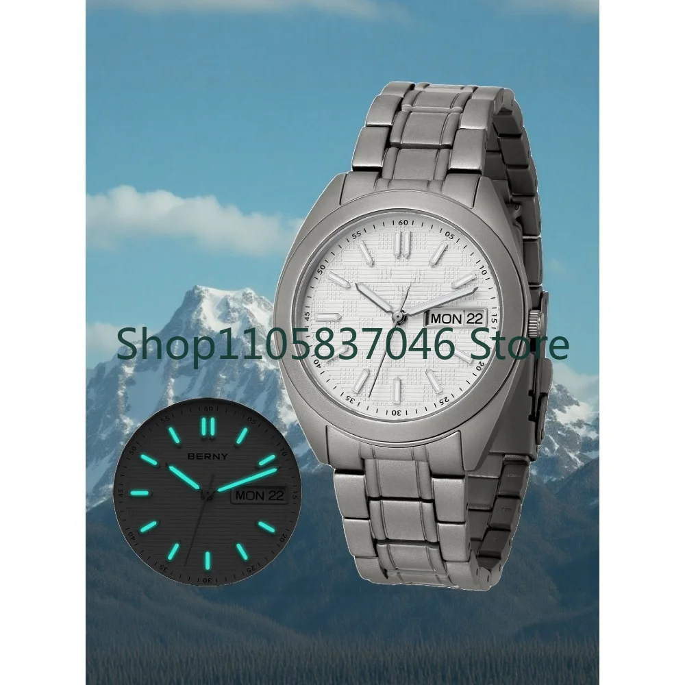 Men's titanium alloy quartz watch night light waterproof business student leisure calendar watch