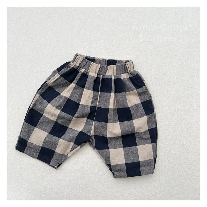 

2025 Summer New Children Loose Shorts Girls Vintage Plaid Shorts Versatile Baby Casual Pants Boys Middle Pants Kids Clothes