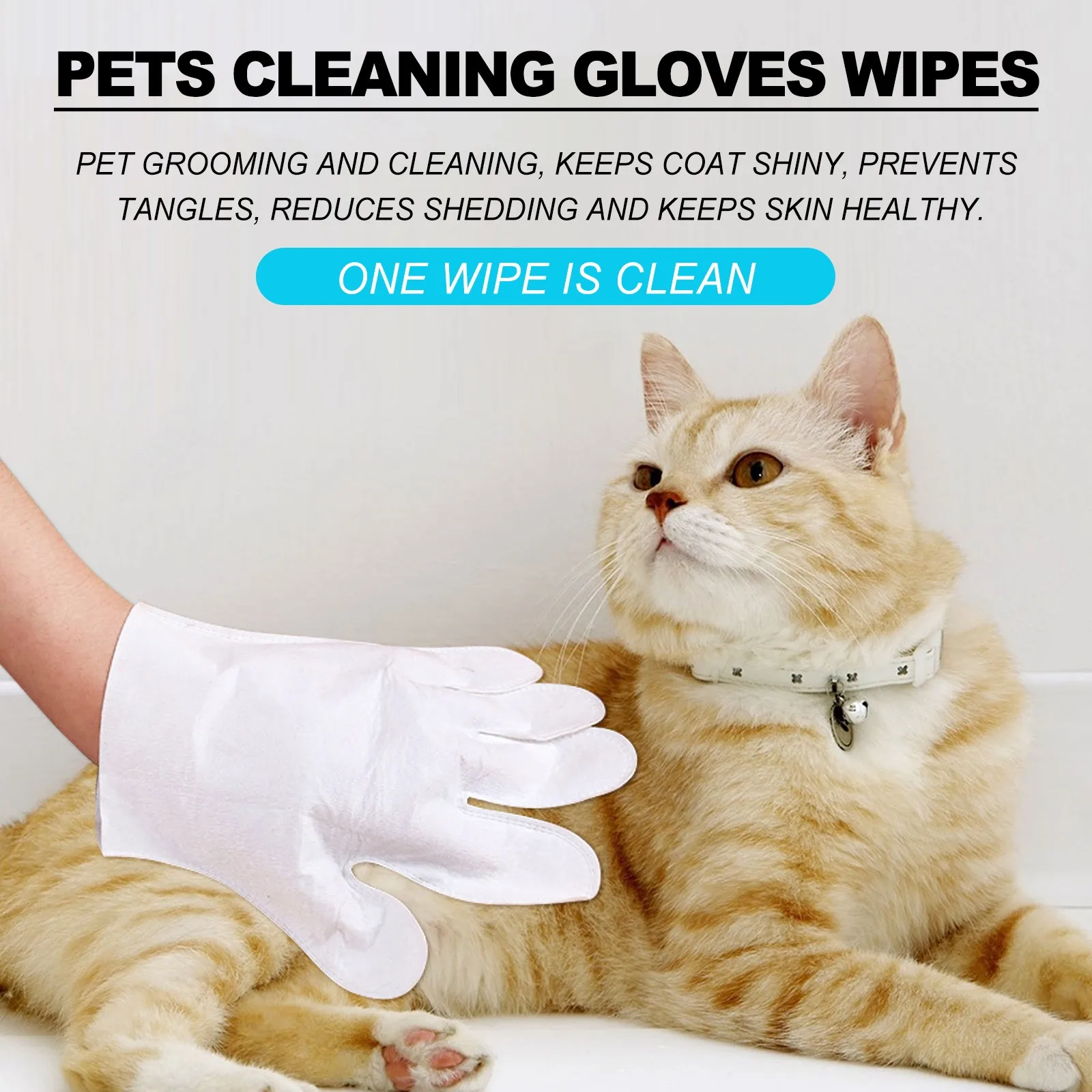 Pet No Washing Glove 3 Pcs, Pet No Rinse Pet Wipes, Pet Disposable Cleaning Massage Gloves, Pet Grooming Pet Washing