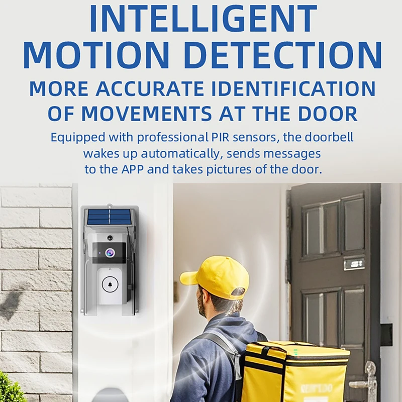 Waterproof Wireless Doorbells Solar Charge Cover Digital Door Peepholes Wifi Security Camera Intercom Video Smart Ring Door Bell