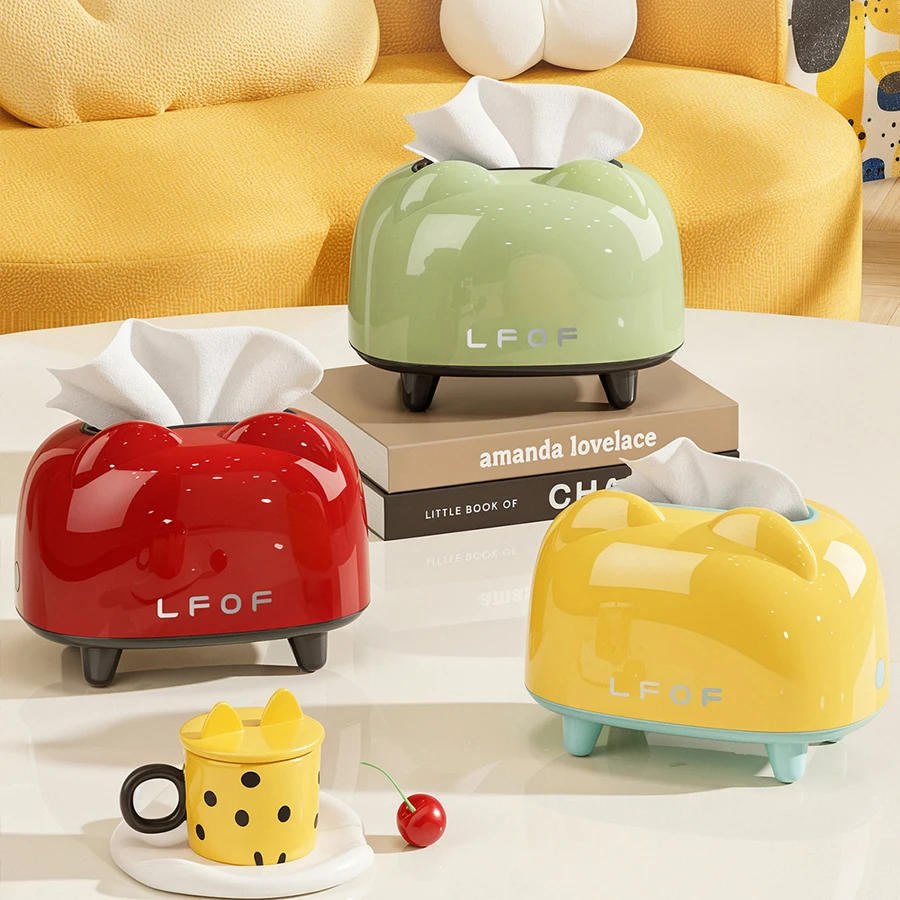 Desktop Tissue Box Napkin Holder With Spring Tray Large Capacity Tissue Container For Bedroom Living Room Table Decoration view 2
