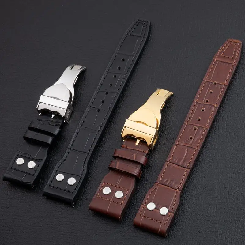 ONECMN Soft Universal Vintage Bamboo Leather Watch Band 22mm For Tudor Strap Black Bay 1958 41mm GMT Pelagos Folding Buckle