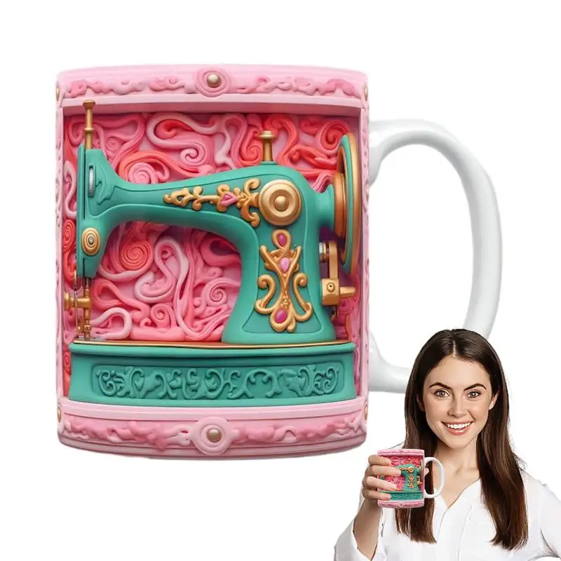 3D Sewing Mug Coffee Mug Cup 3DFunny Unique Microwave Safe Coffee Mug For Quilters Moms Sisters Grandmothers Aunts Daughters