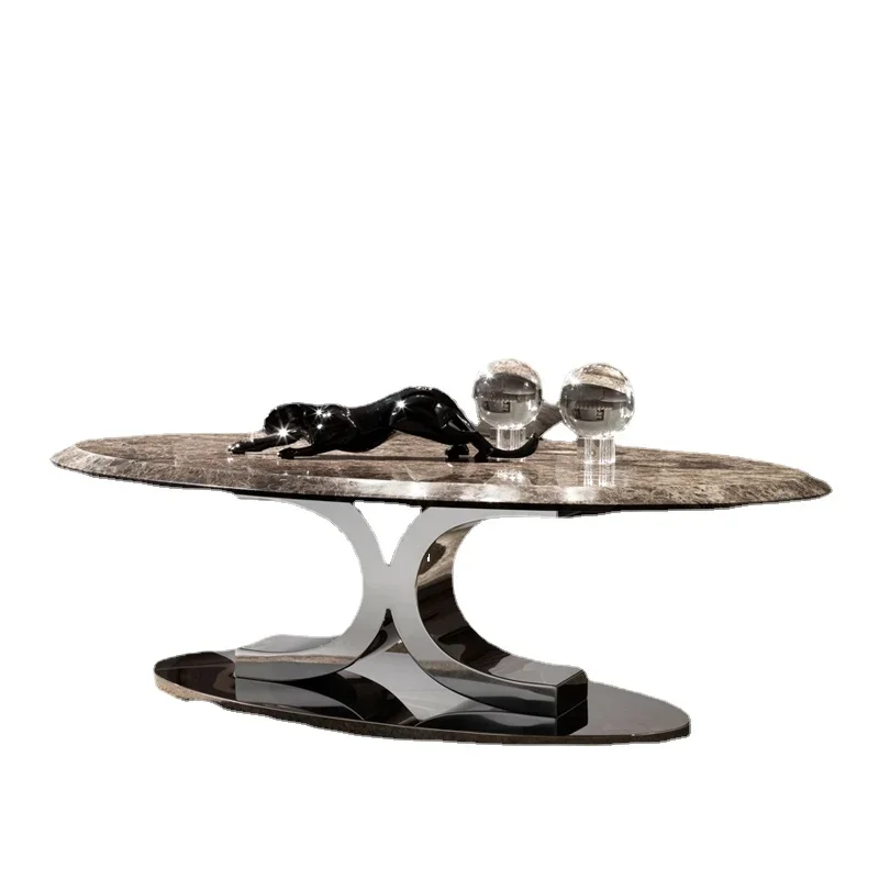 طاولة قهوة شبكية من الرخام ما بعد الحداثة وخزانة تلفزيون، مجموعة إبداعية بسيطة لغرفة المعيشة