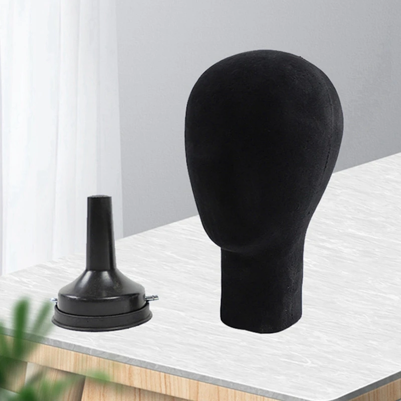 A85Q-Mannequin Head Model Wigs Cap Glasses Display Stand Holder Flocking Foam Head Male Female Mannequin Head