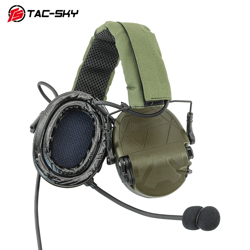 TAC-SKY Electronic TAC301 Headphones with U94 V2ptt Noise Reduction Shooting Headset Hunting Earmuffs for Outdoor Airsoft Sports