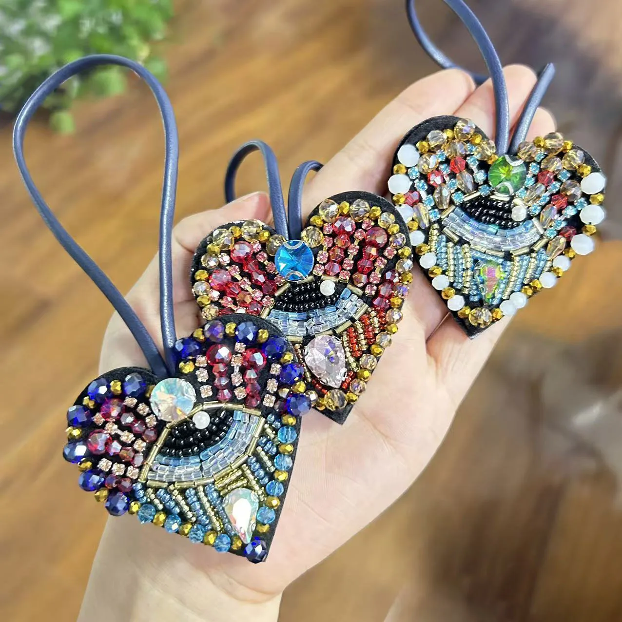 Einteiliger Perlen-Augen-Anhänger mit Kette, trendige Tasche, Kleidung, Auto, Schlüsselanhänger, Dekor, DIY, handgefertigte Accessoires
