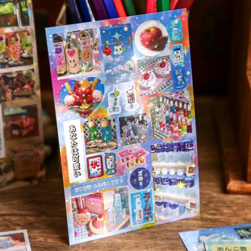 

30sheets Showa Fantasy Series Kawaii Flash Die Cut Sticker Book DIY Junk Journal Diary Scrapbooking Material Stationery Stickers
