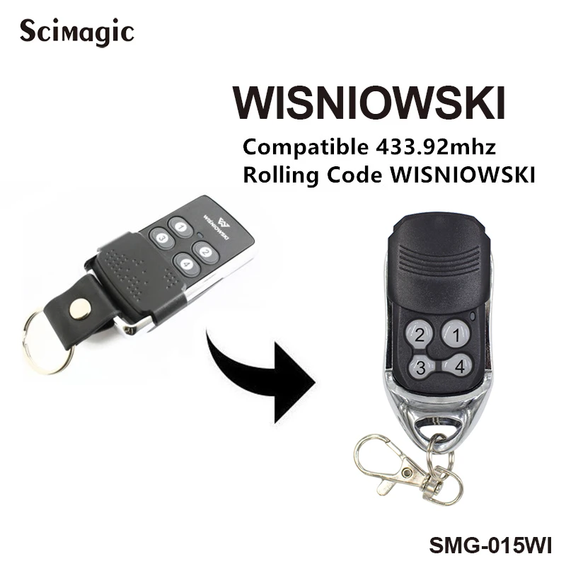 For WISNIOWSKI 433.92MHz Remote Control Garage Door Opener WISNIOWSKI  Rolling Code Hand Transmitter