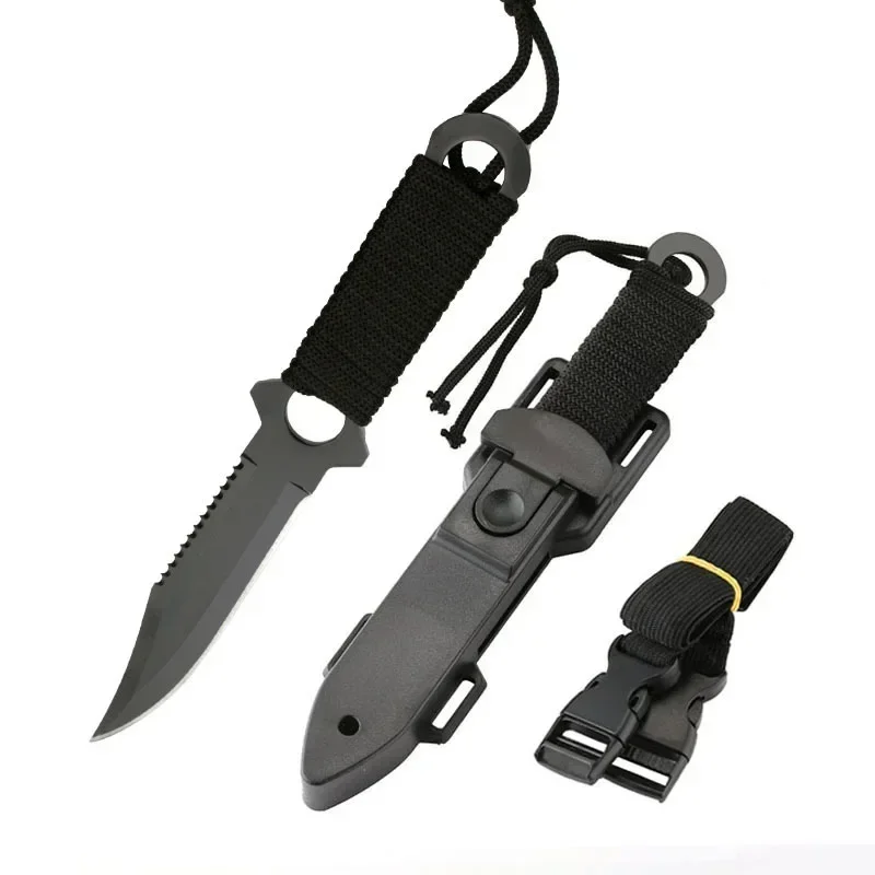 Outdoor Carry Straight Knife, faca de mergulho tático, faca de caça, alta dureza, Wilderness Survival Facas, Camping Tools, Novo