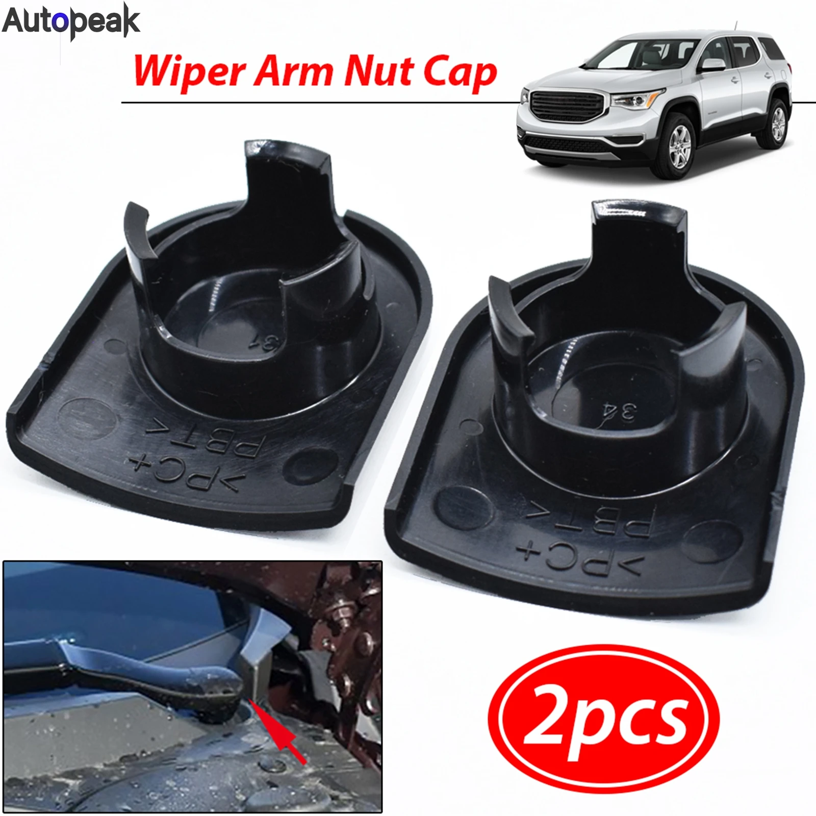 

2x Wiper Arm Nut Cap Covers Windshield For Chevrolet Camaro Corvette Impala Limited Equinox Malibu Traverse GMC Acadia Terrain