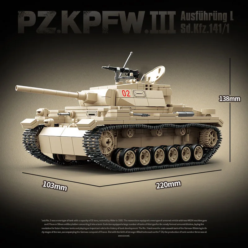 Alemanha tijolo militar guerras mundiais panzerkampfwagen iii ausf l tanque batisbrick bloco de construção veículo ww2 força do exército figuras brinquedos