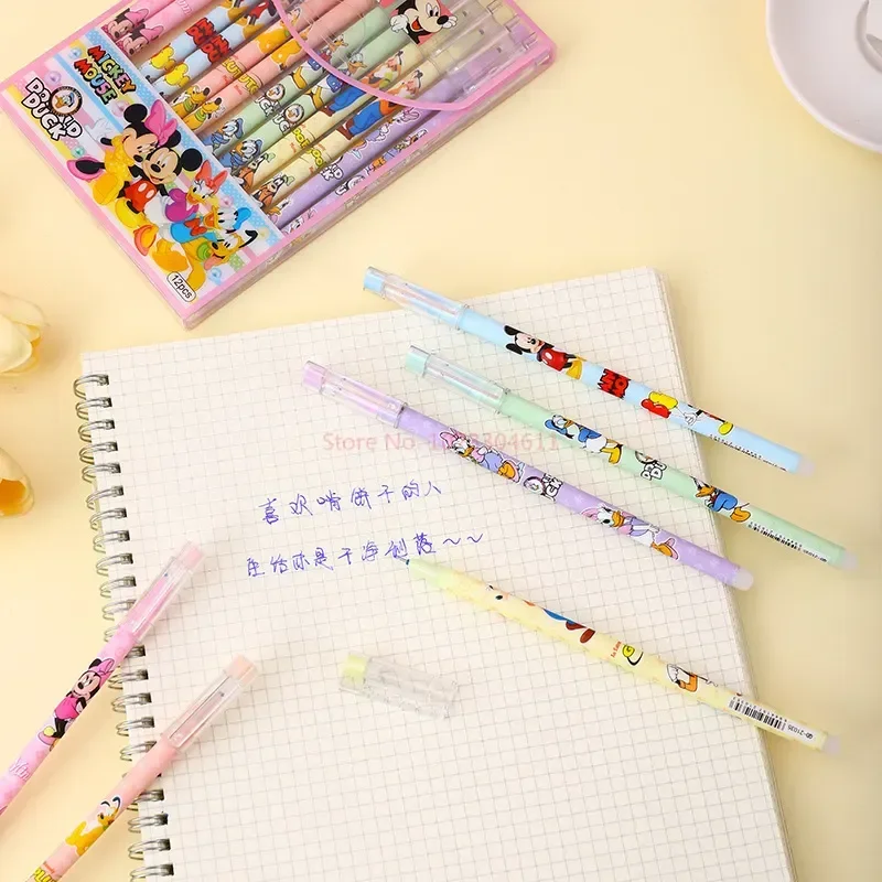 Disney Cartoon Style Straight Stick Erasable Neutral Pen Cute High Appearance Level Erasable Pen Student Stationery Wholesale