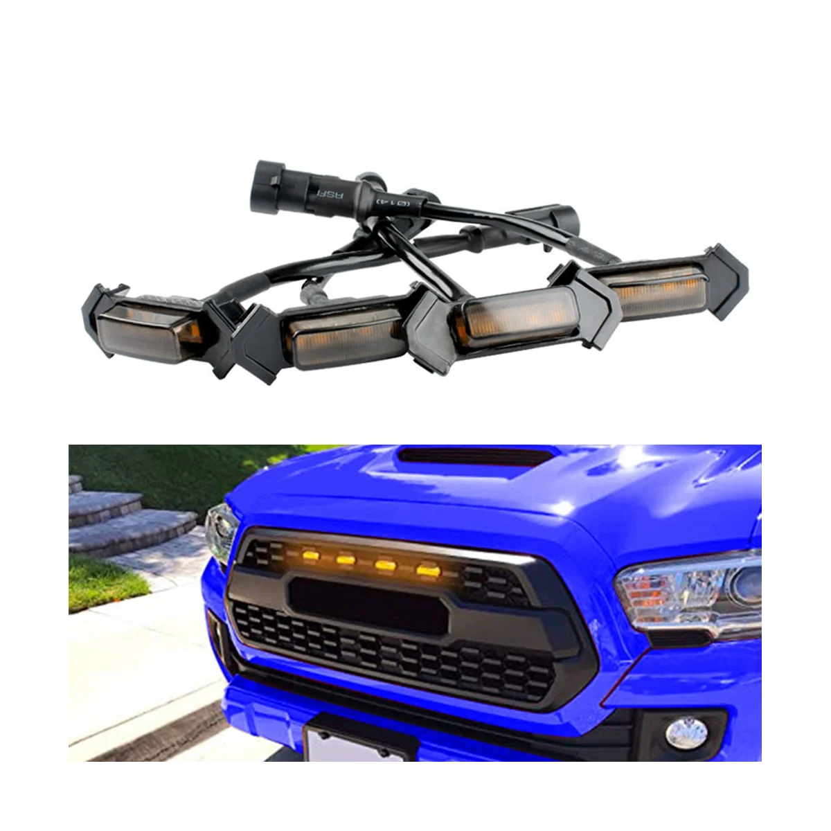 12V LED Daytime Running Light Light for Tacuma Mid Grille Small Yellow Light One Tow Four Black Case Yellow Light