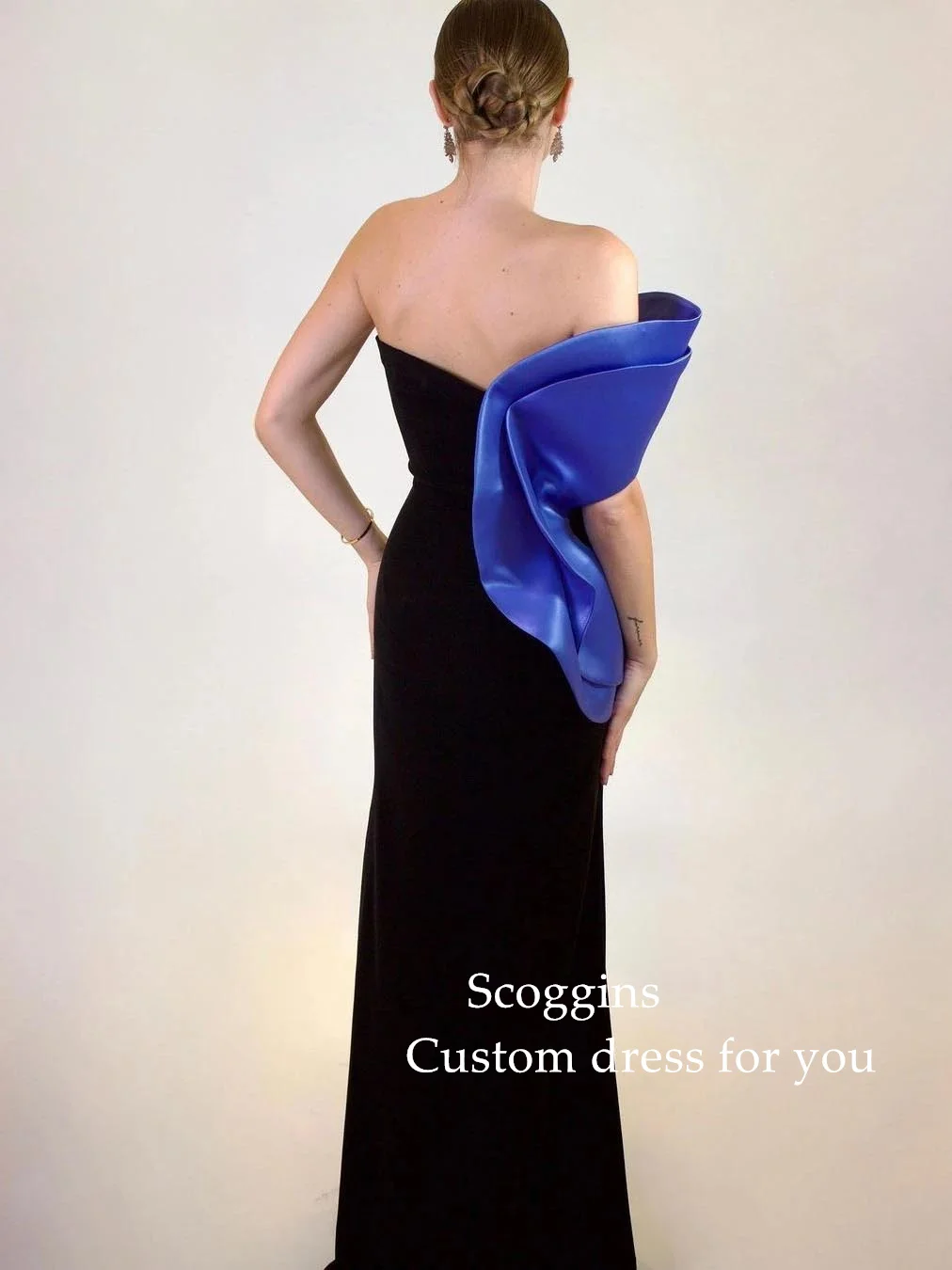 Scoggins  Evening Saudi Arabia Jersey Draped Pleat Ruched Prom A-line Strapless Bespoke Occasion Gown Long Dresses