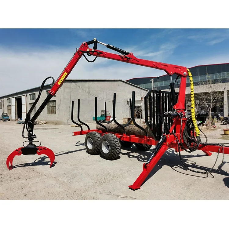 1.5 ton timber crane hydraulic loading with grab bucket