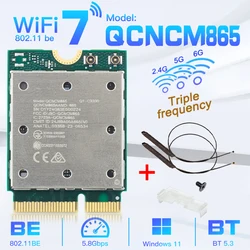 fenvi Wifi 7 QCNCM865 M.2 Network Card Bluetooth 5.3 up to 5.8Gbps Better than Wifi 6E Wlan Wireless Adapter Only for Win 11Wu
