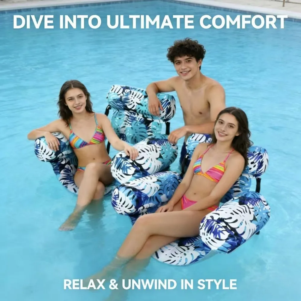 

Inflatable Pool Lounge Chair Heavy Duty Blow Up Seat for Adults Lake Beach Backyard Party Outdoor Patio Furniture Summer Use