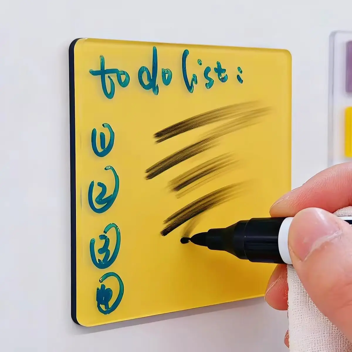 Reusable Dry Erase Acrylic Fridge Magnet Macaron Color Square Magnetic Memo Note Card For Kitchen To‑do List Home Decor
