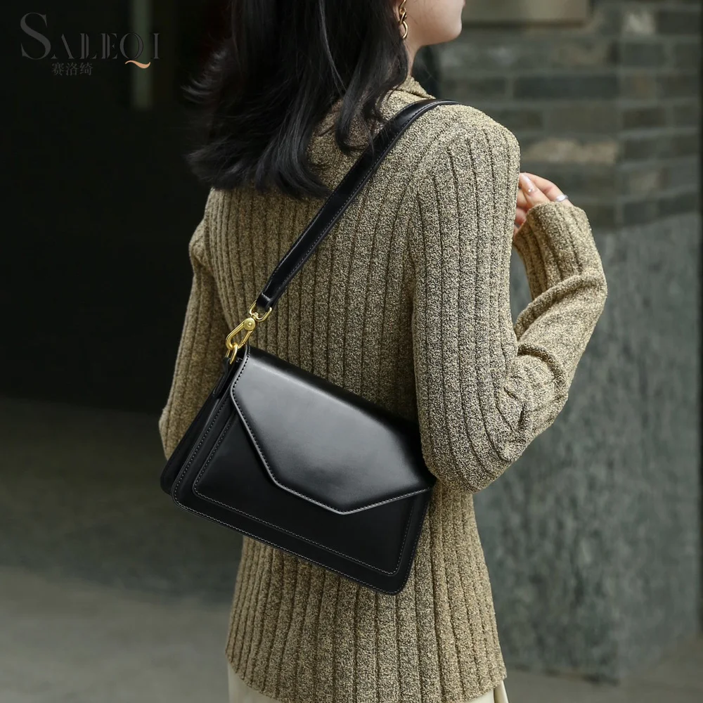 

Genuine Grade Leather Women's Shoulder Crossbody Envelope Bags Luxury Designer Brand Ladies Cowhide Underarm Bag for Woman New