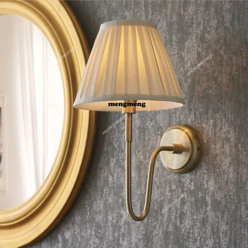 

American all-copper bedroom study single head lamp living room background wall wall lamp creative light luxury aisle wall lamp